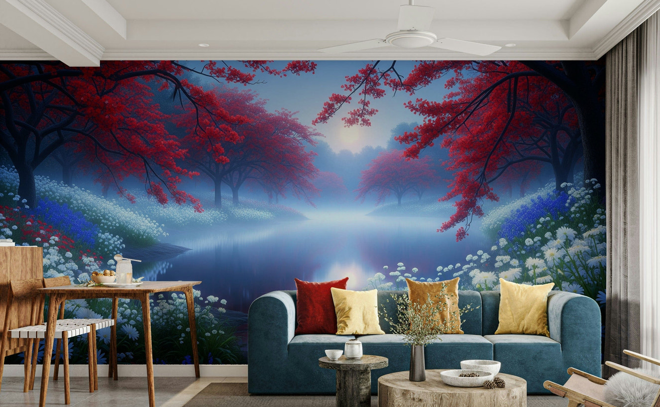 The composition is a wide, landscape view of the lake.

