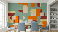 Modern home décor wall mural with geometric abstraction and a calming balance of colors.
