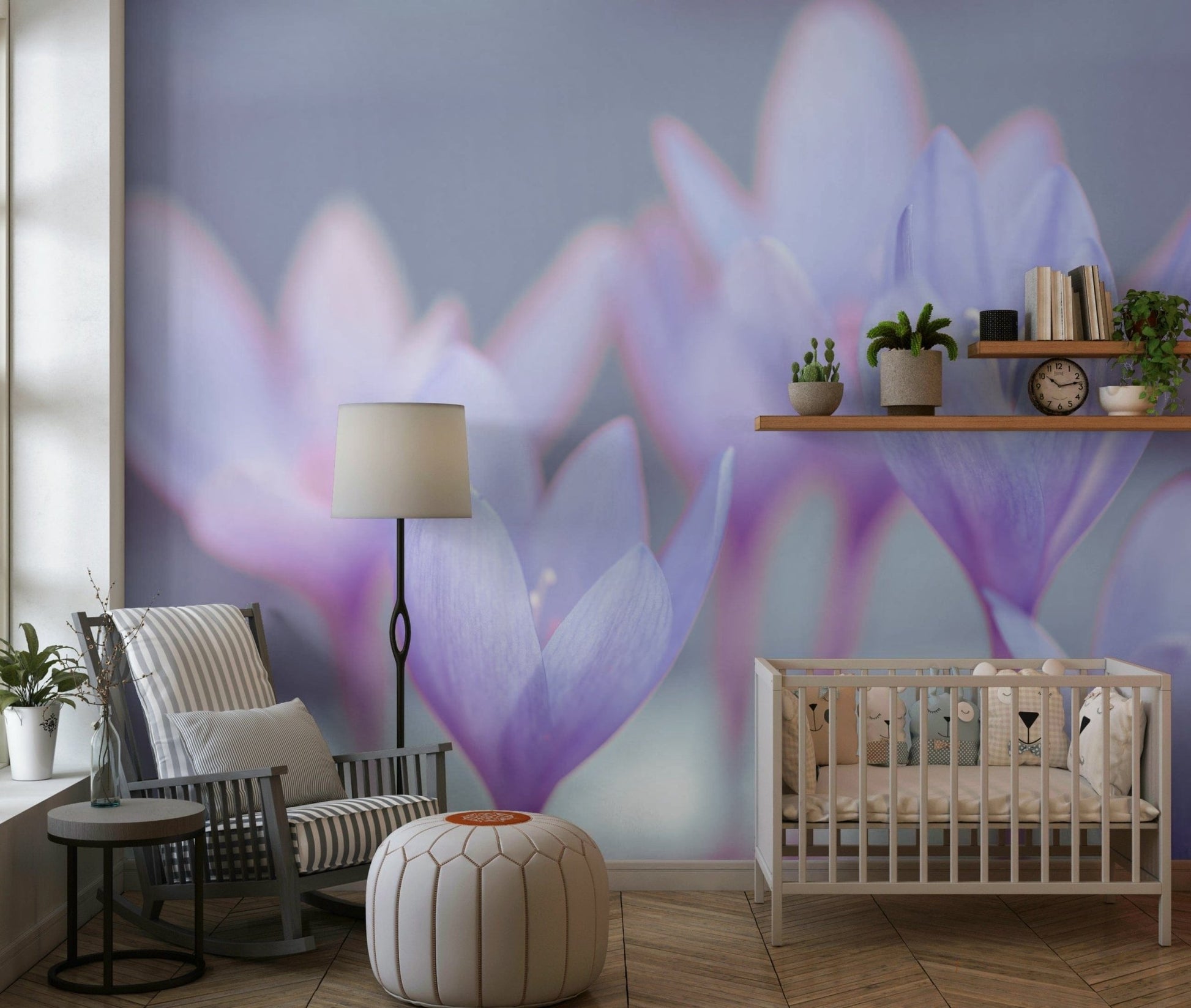 Crocus petals wall mural with airy feel