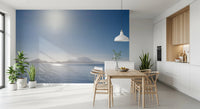 Modern abstract art style of the Crystal Blue Morning wall mural