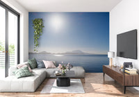 Living room Serene watercolor aesthetic of the Crystal Blue Morning wall decor