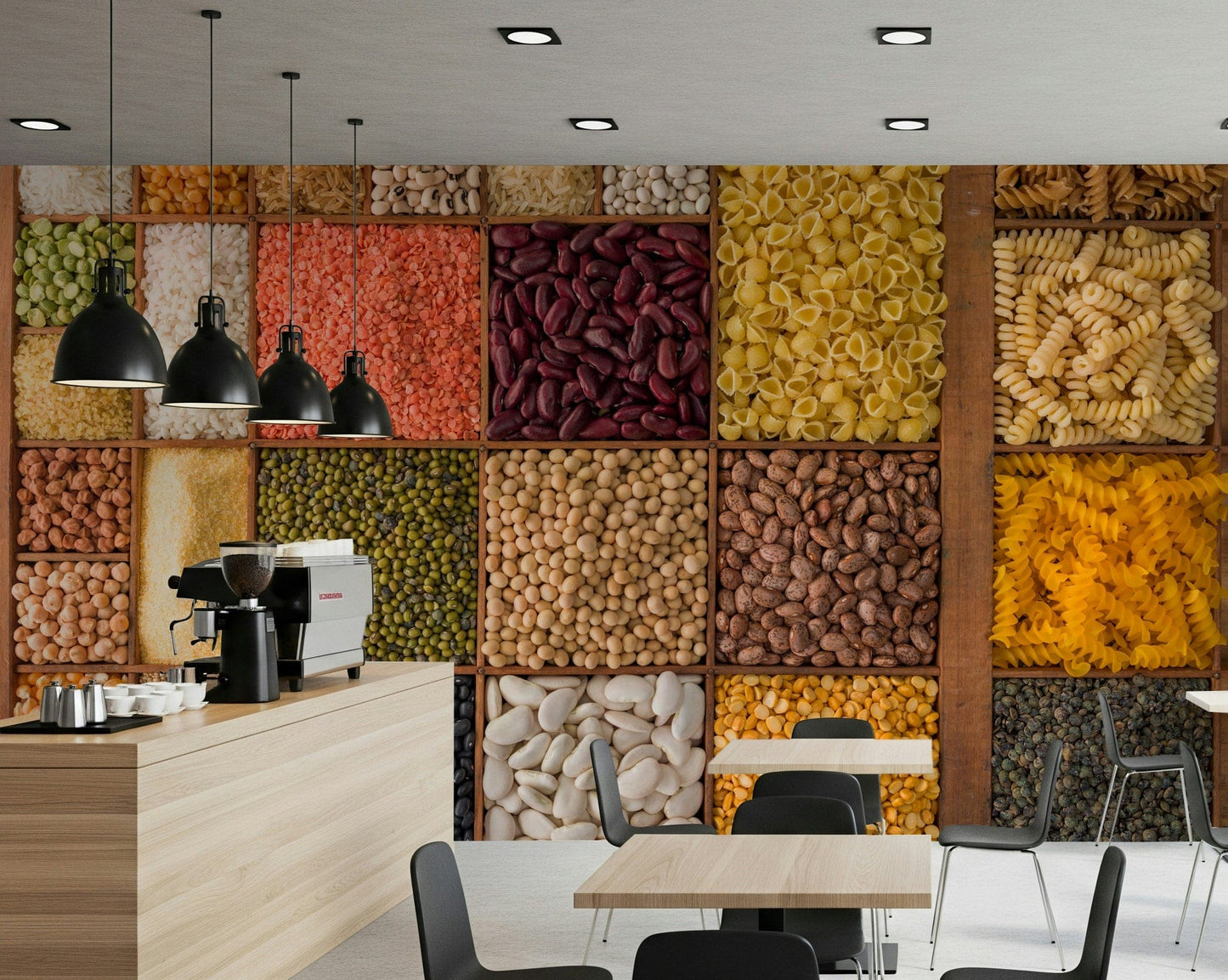 Culinary Canvas, an unusual foodstuff wall mural featuring beans and rice.