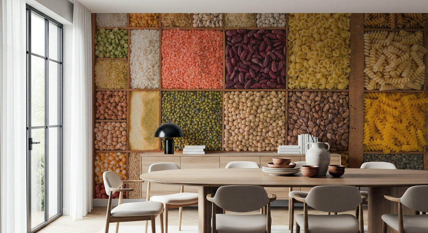 Wall mural of cooking components, a rich Culinary Canvas theme.