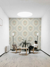 Curved Lines & Blooms Wallpaper⁠