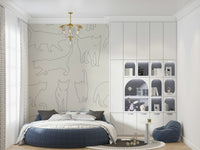 Hand-Drawn Cat Wall Mural – Decorative mural showcasing expressive cat sketches in a sophisticated, modern style.