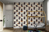 Cute Halloween Witch Cats witch wall mural



