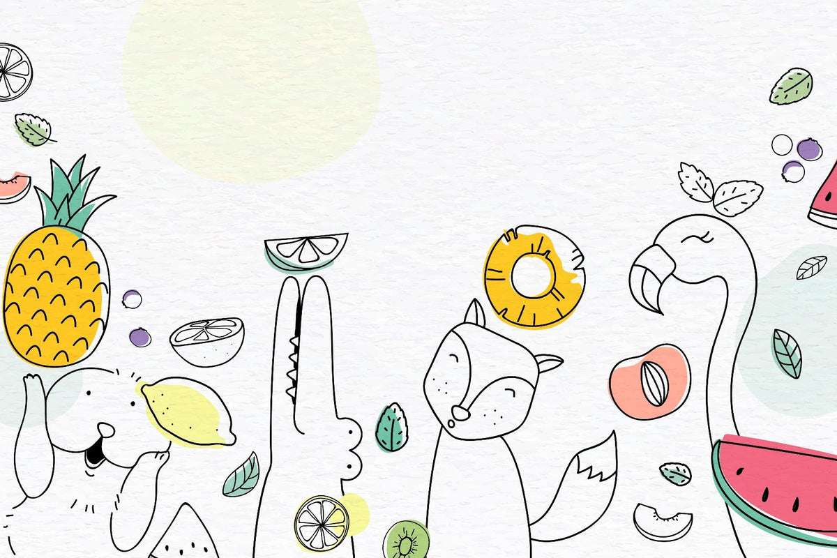 Fruity Kids Wallpaper Mural in your room — zoomed