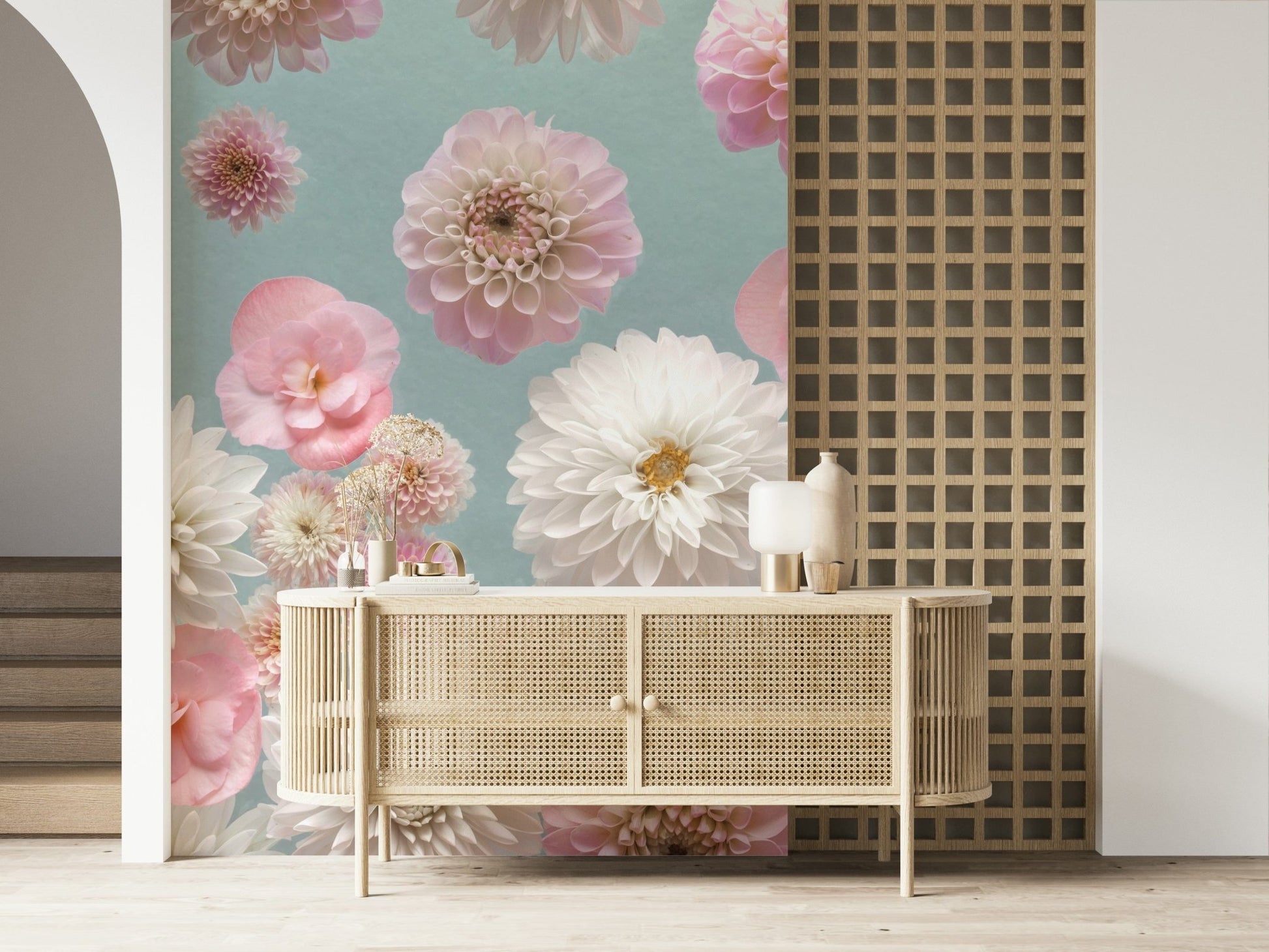 Lovely Dahlia Dance design; perfect botanical statement piece for interiors.