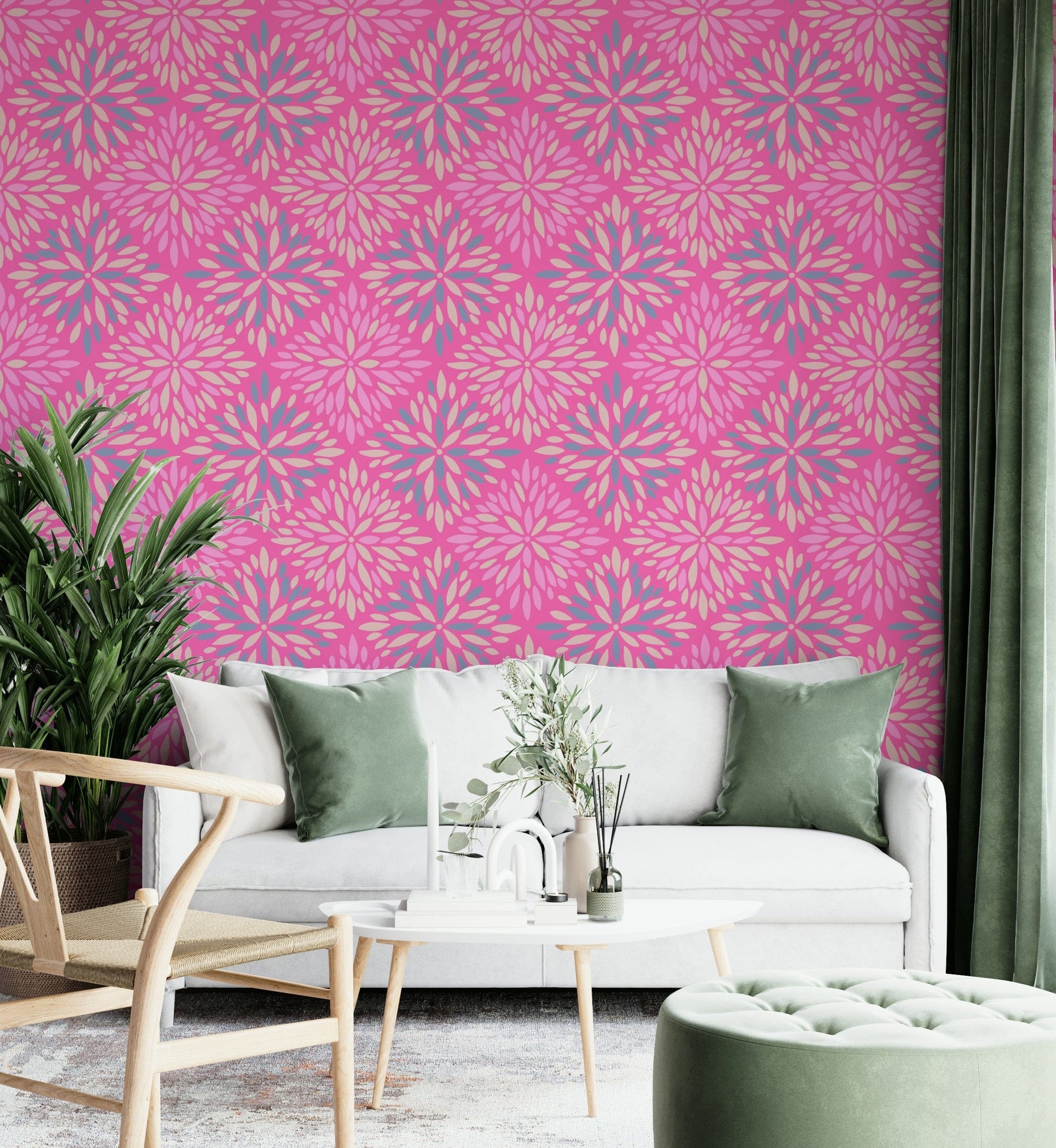 Dahlia Diamonds damask wallpaper for walls