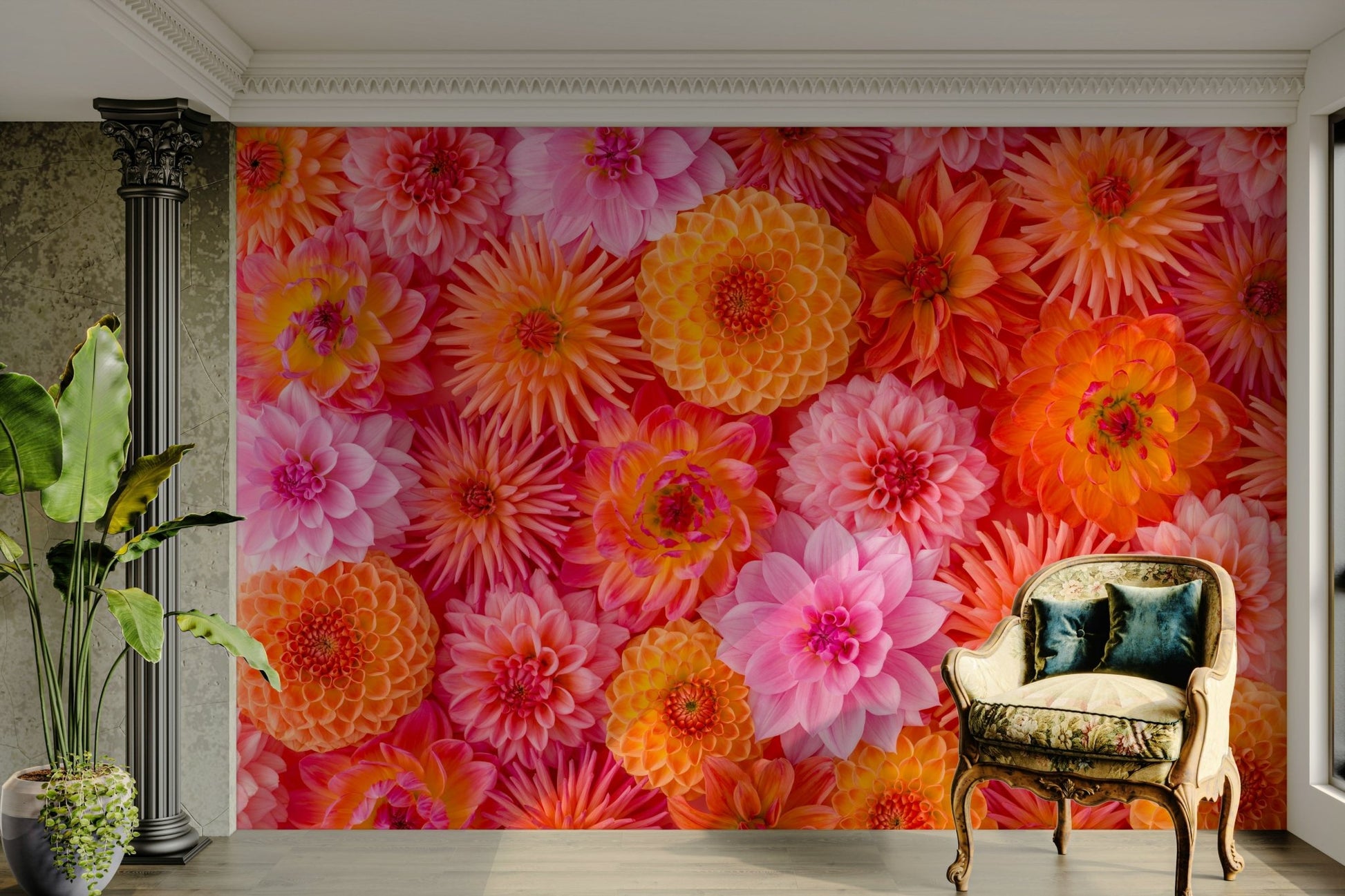 Soft pink floral wallpaper

