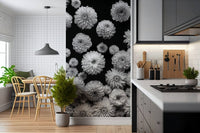 Monochromatic Dahlia Dreamscape wall art captivating bloom picture.