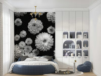 Wall mural Dahlia Dreamscape artistic black white floral print.