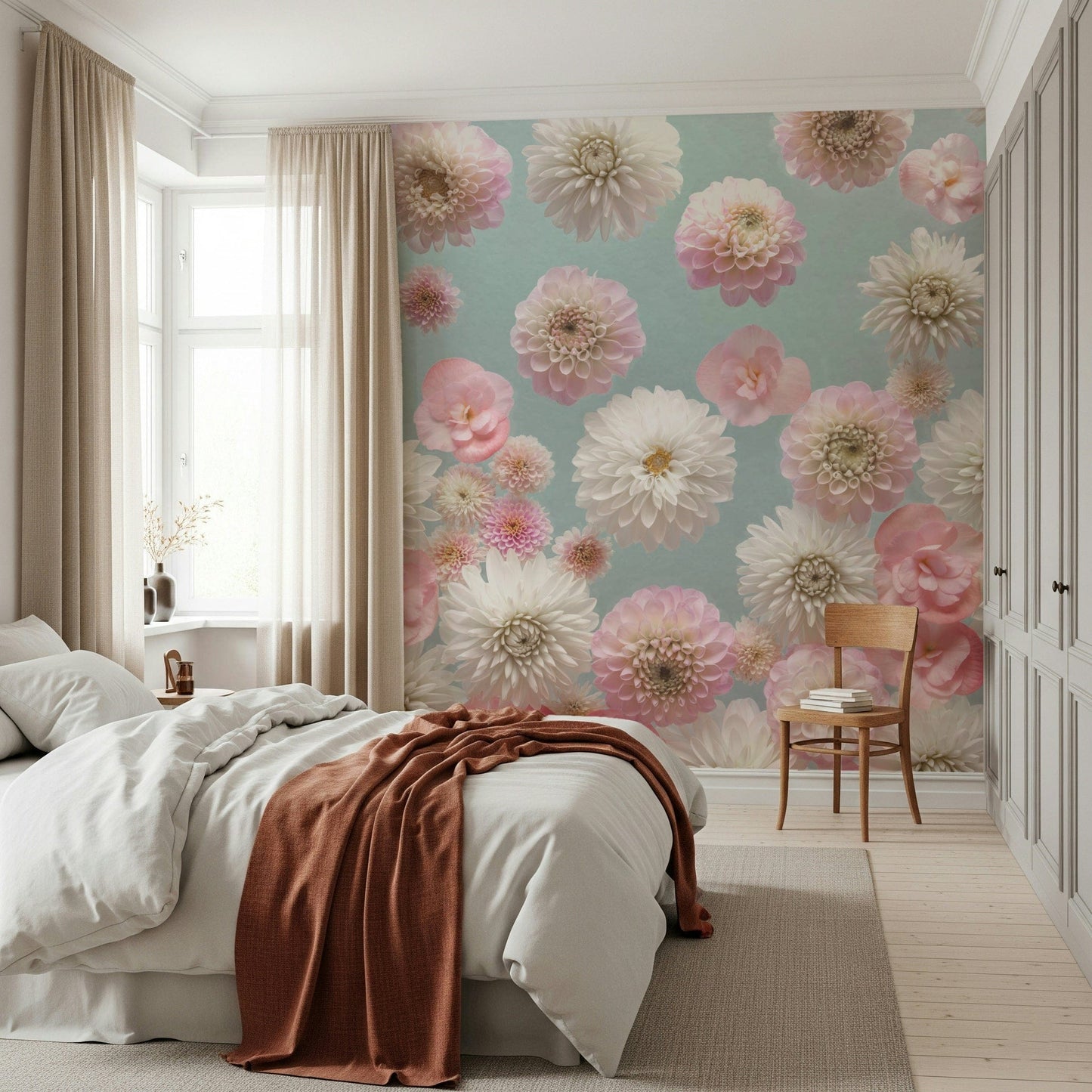Captivating Dahlia Dance pattern, beautiful petals and light, stylish wall art.