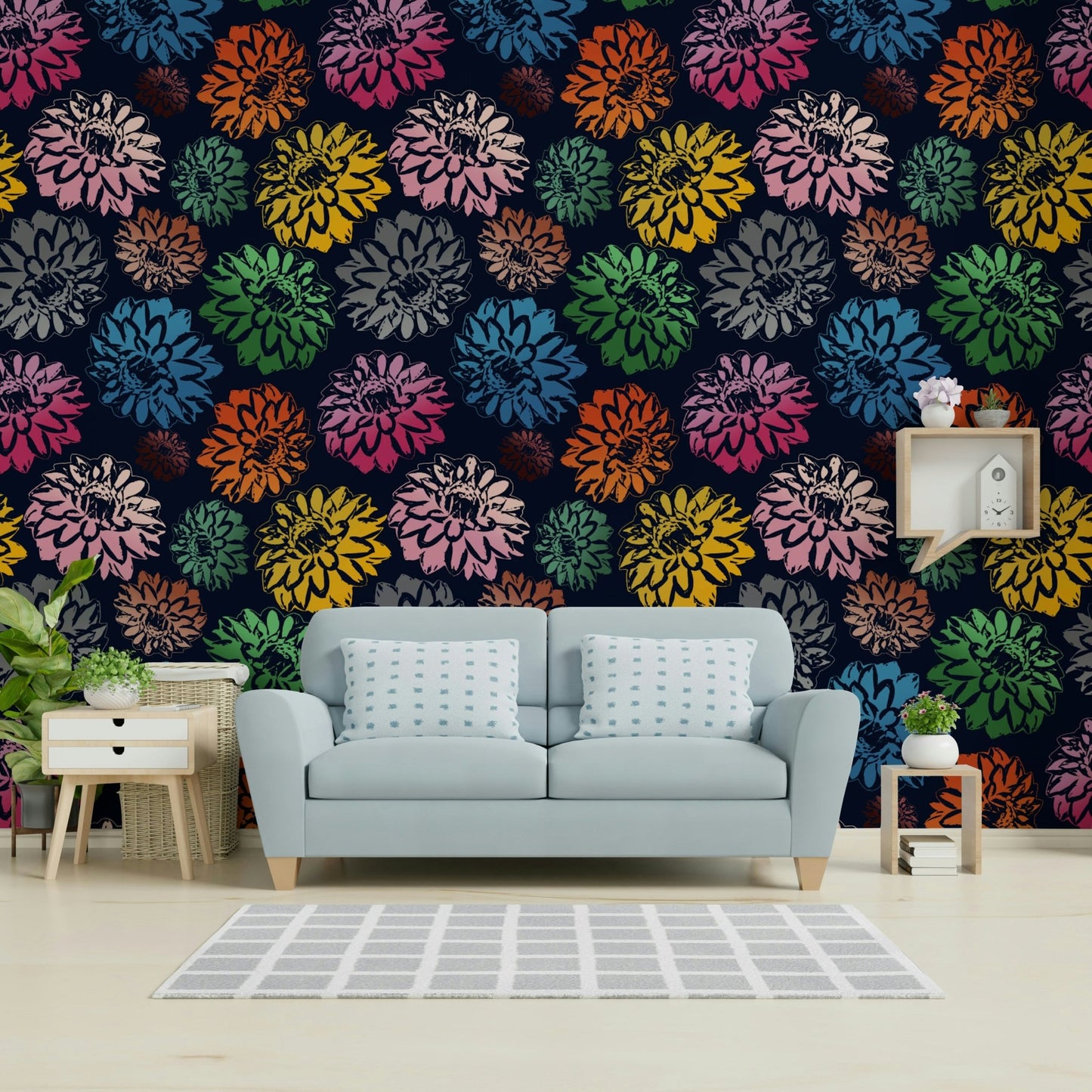 Wallpaper with a navy blue background.

