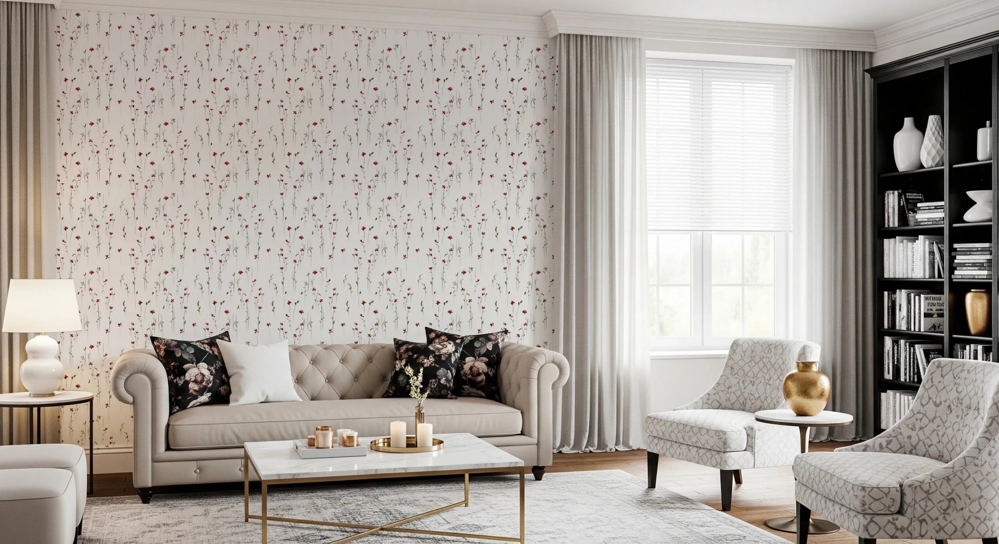 Fine Dainty Scarlet Blooms wallpaper with artistic red petals.