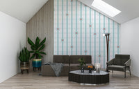 Striped Daisy Wall Mural – Playful design with rows of daisies layered on subtle stripes.