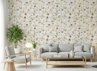 Watercolour Daisy Window Panes wallpaper for bedroom