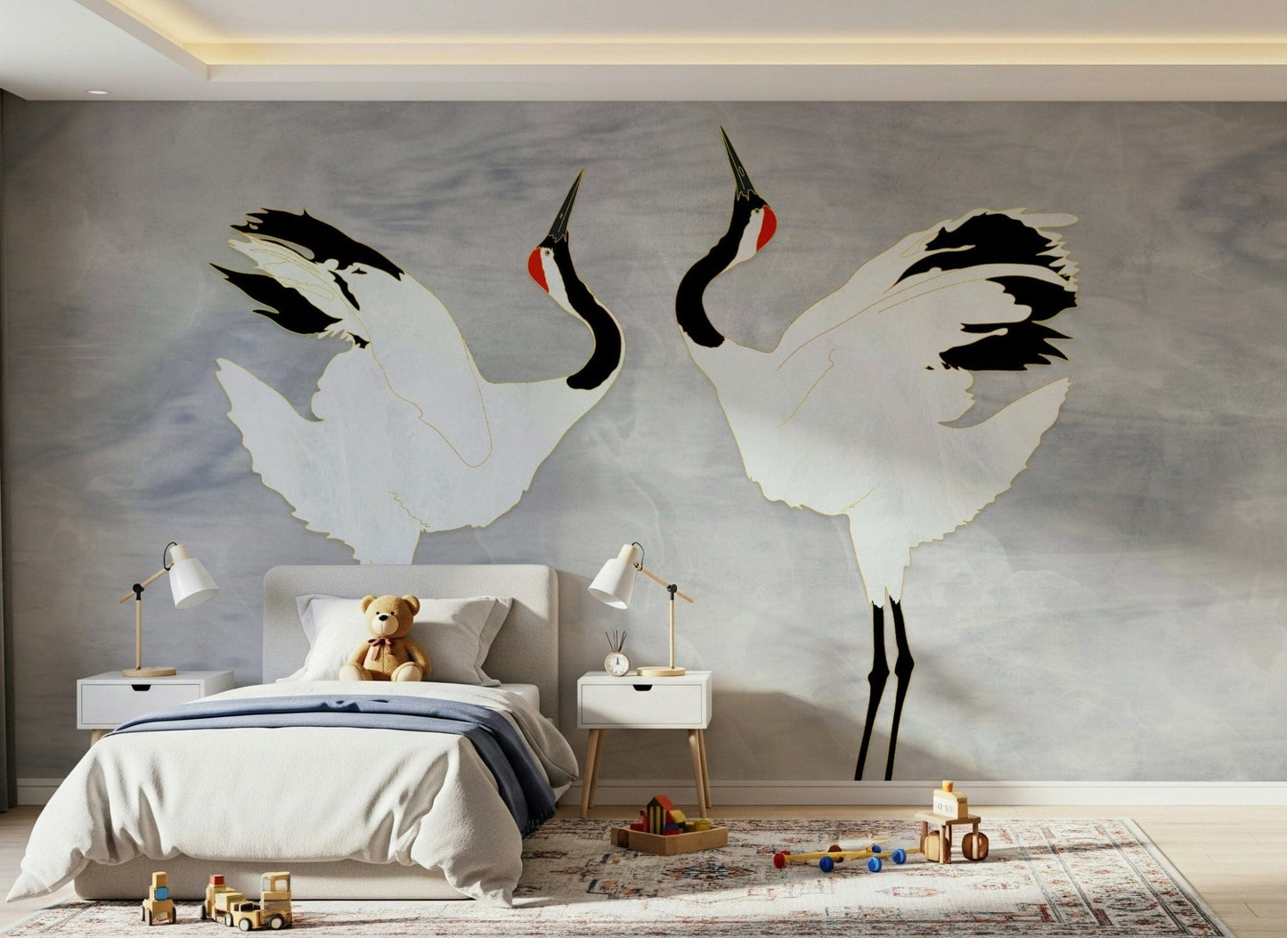 Dancing Cranes Wall Mural