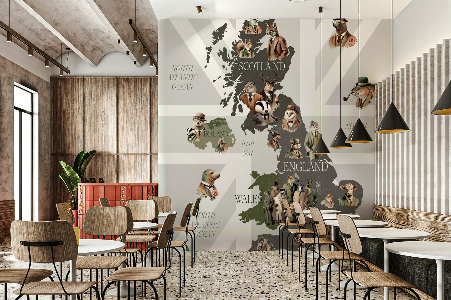 Dapper Creatures of Britain Wall Mural