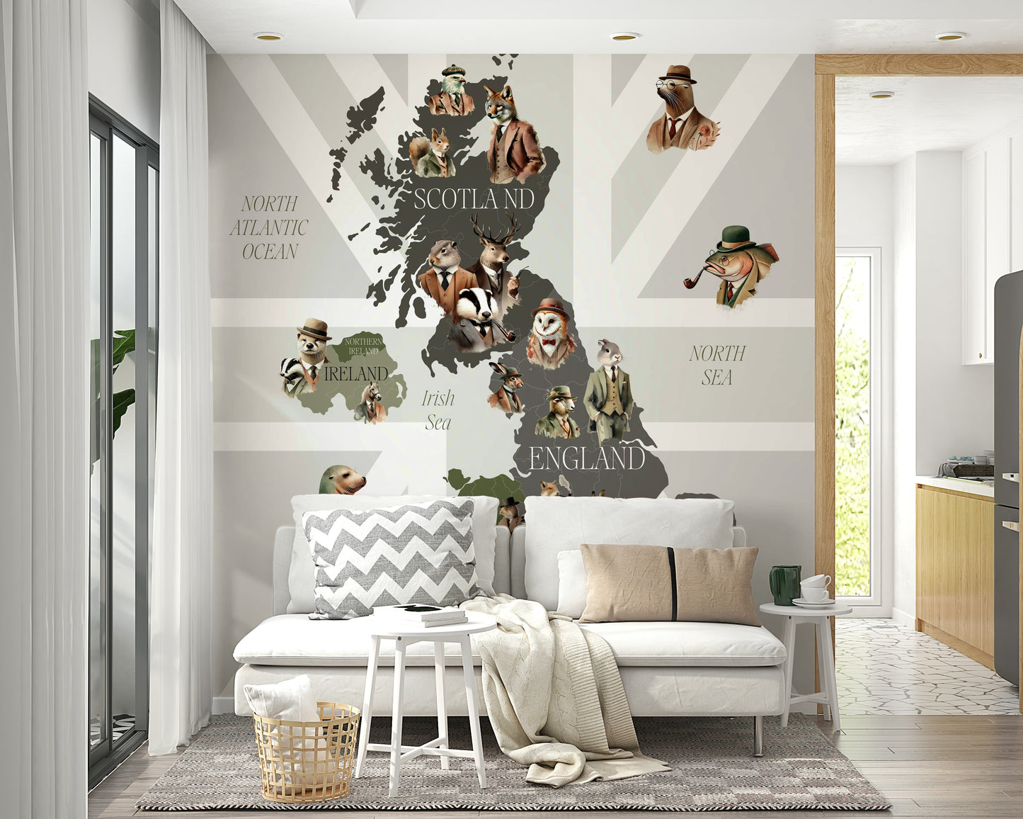 Dapper Creatures of Britain Wall Mural