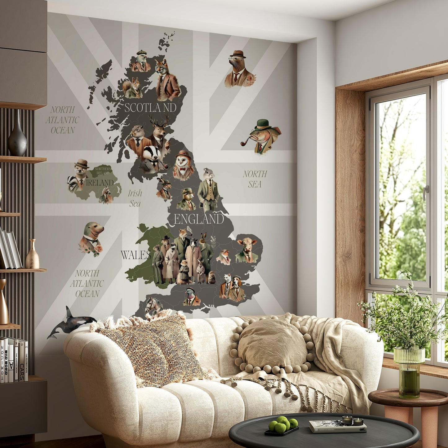 Dapper Creatures of Britain Wall Mural