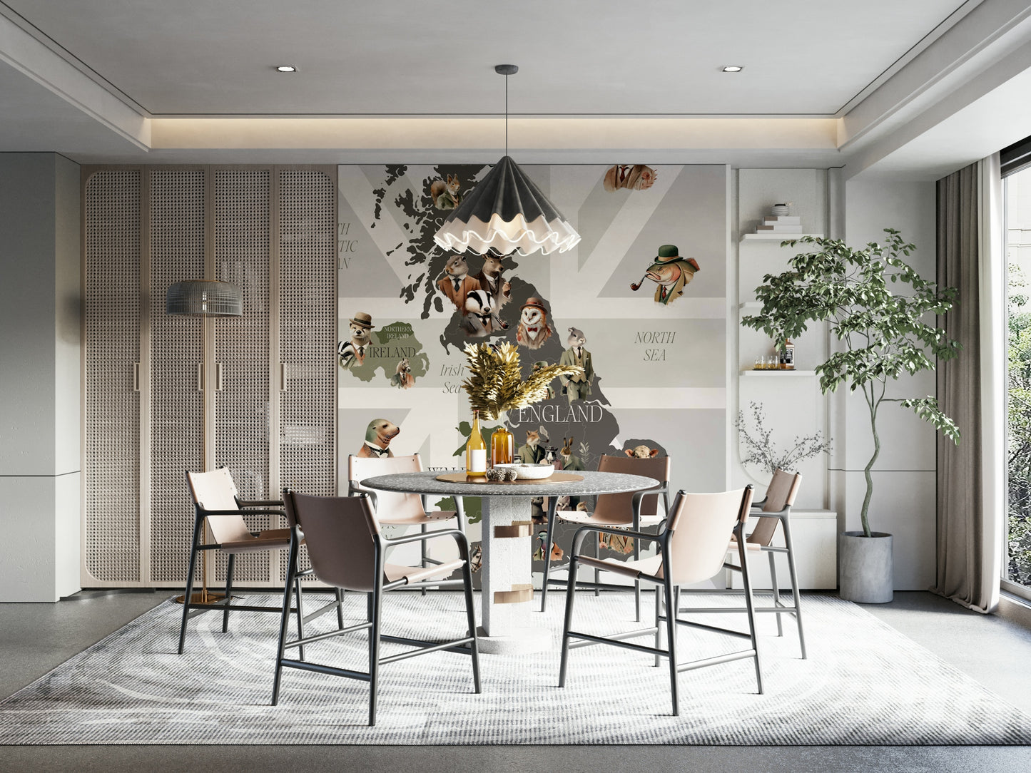 Dapper Creatures of Britain Wall Mural