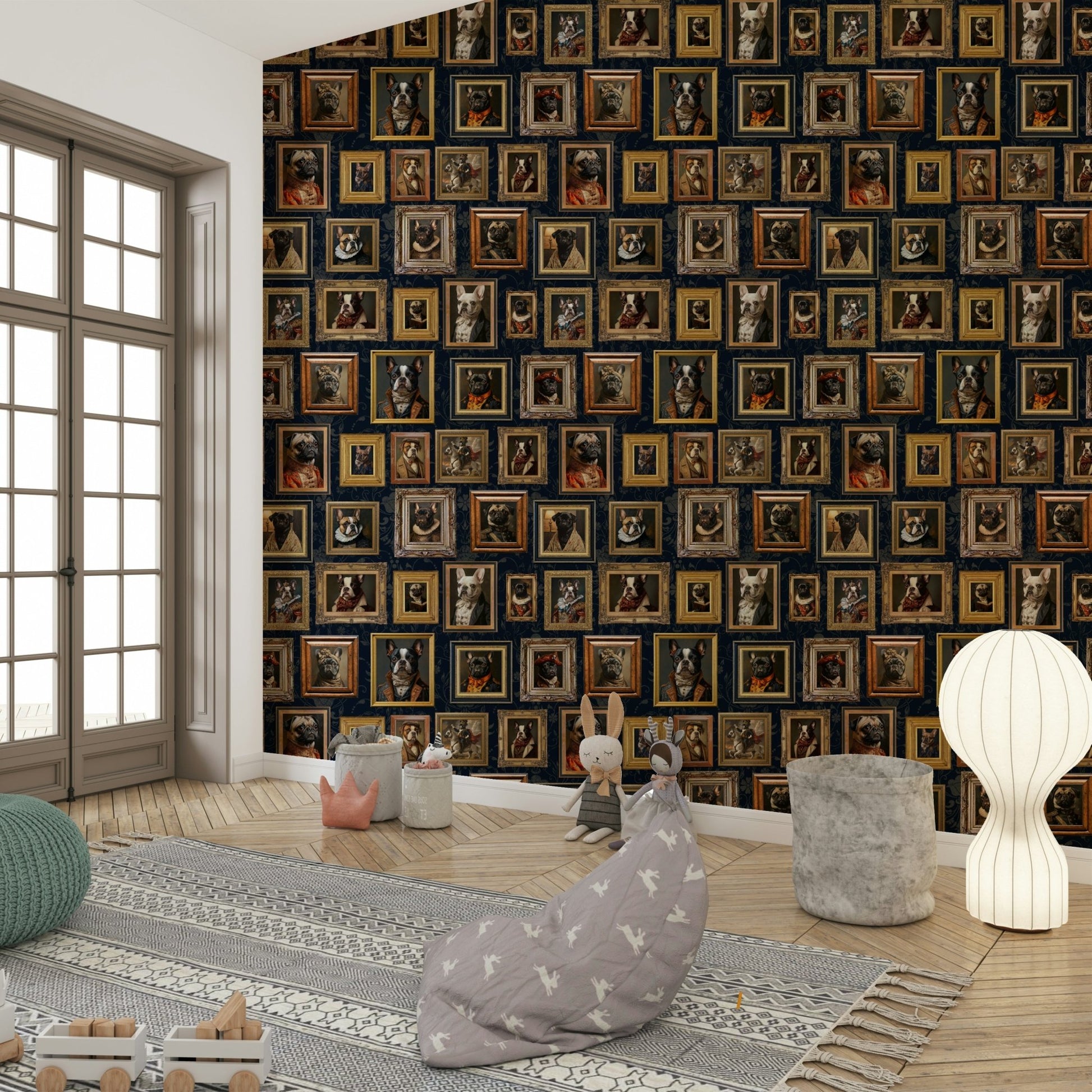 Dog portraits in a variety of breeds and poses.

