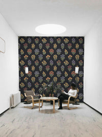 Intricate floral patterns in a dark, rich color palette.

