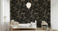 Moonlit Ivy and Garden Wall Mural – Atmospheric mural of an elegant nocturnal garden with dark green foliage and subtle floral accents.