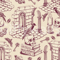 Elegant vintage wallpaper in Burgundy Toile de Jouy style


