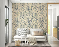 Dark academia mural wallpaper with historic style

