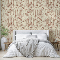 French toile de Jouy in dark academia color style


