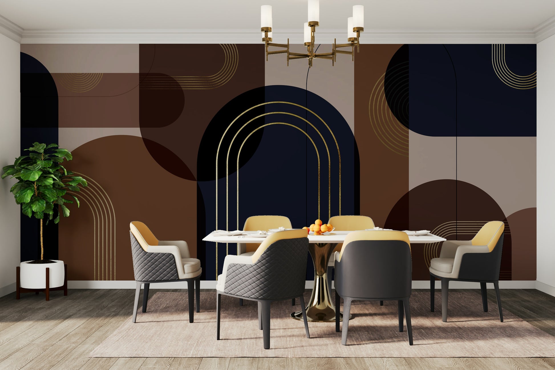 Elegant arches in dark tones wallpaper

