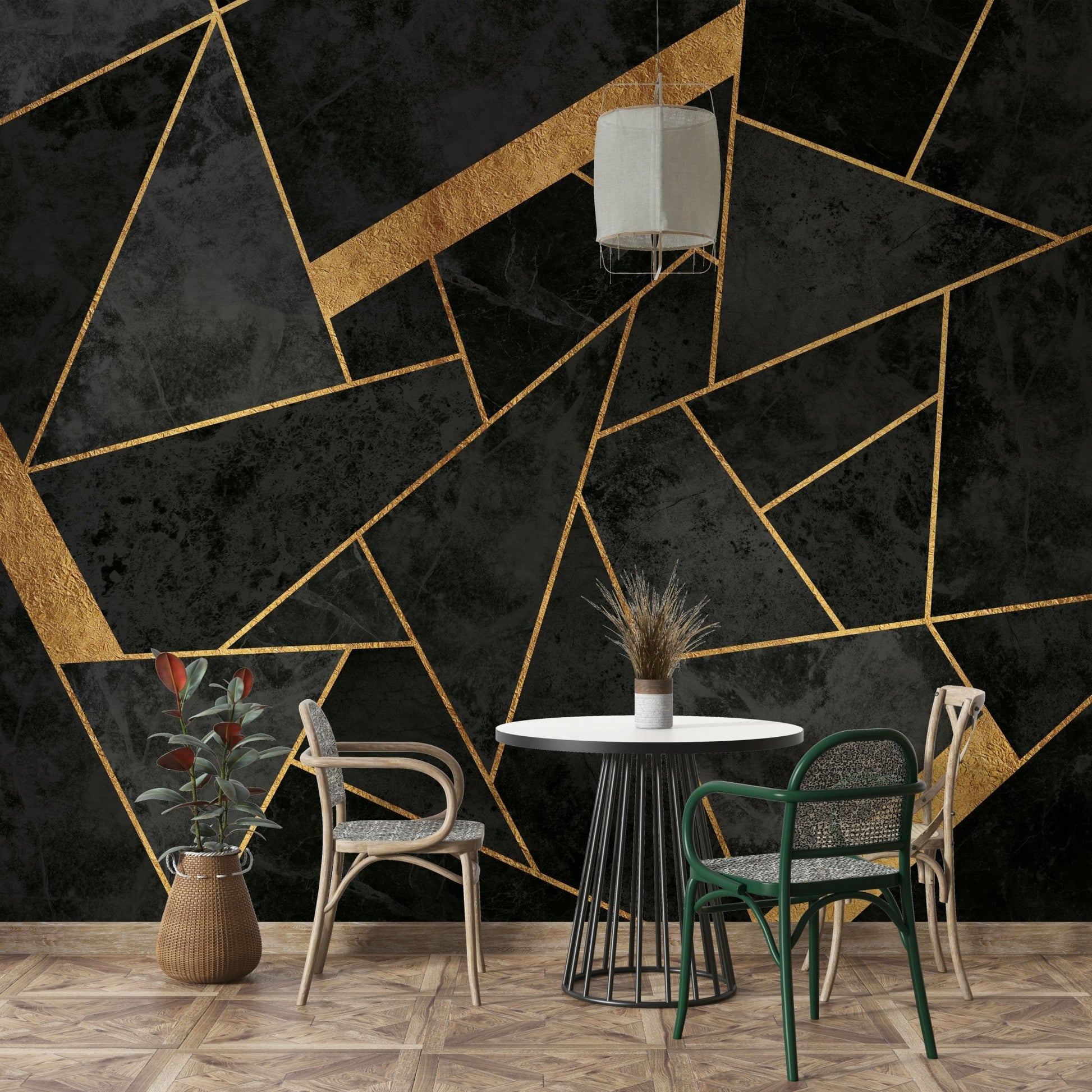 Modern geometric mural wallpaper for feature wall


