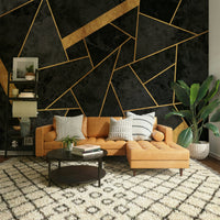 Stylish wall mural in soft gold and charcoal pattern


