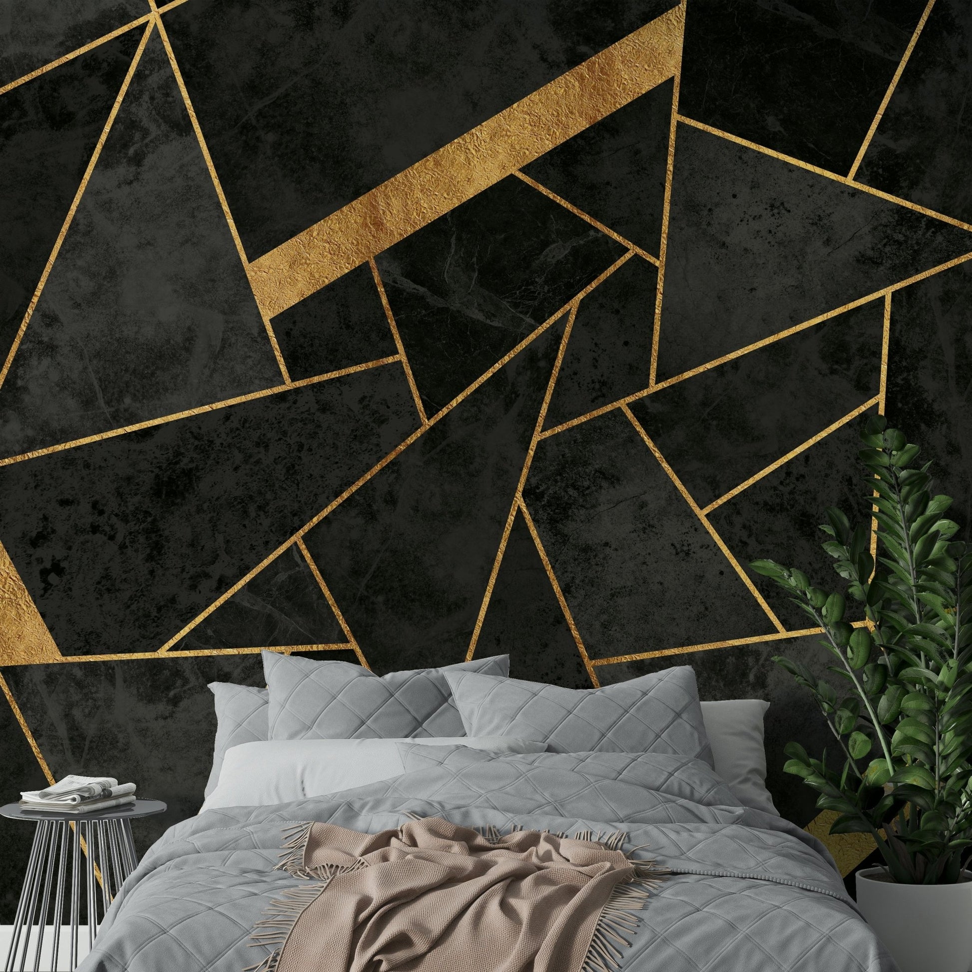 Elegant mosaic wall mural in entryway setting

