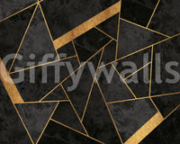 Bold wall design with charcoal and gold mosaic mural

