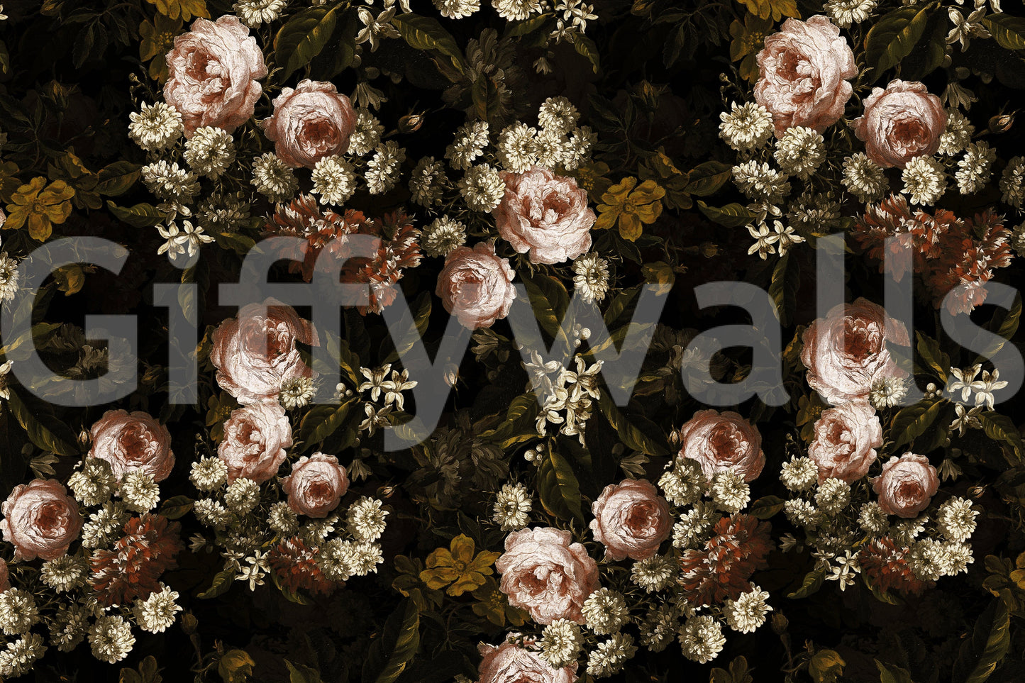 An artistic wall decor with lush blooms.