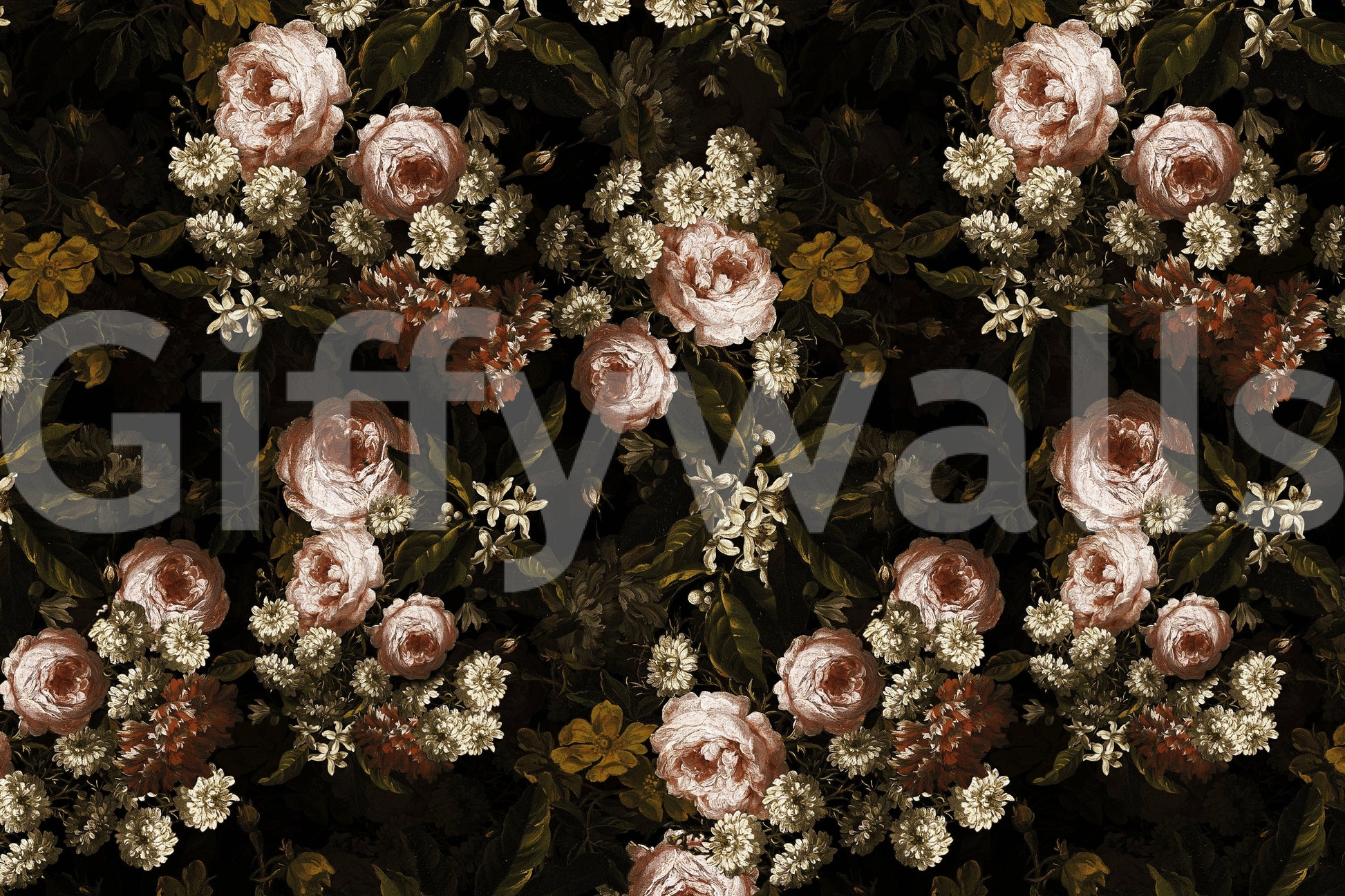 An artistic wall decor with lush blooms.