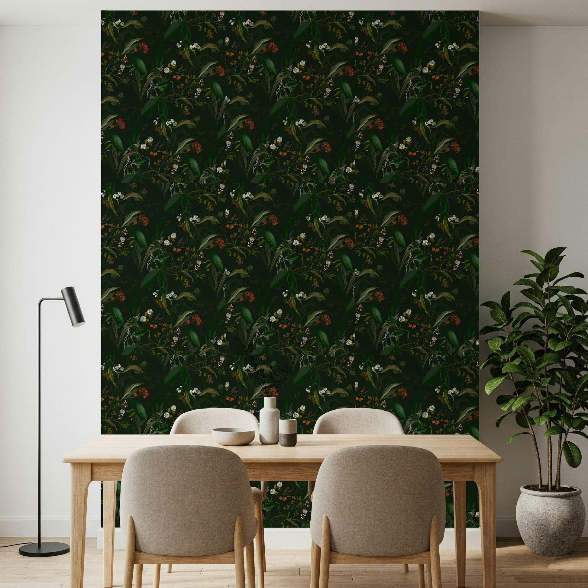 Botanical artwork inspired by nighttime shadows and cool evening light.