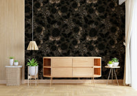 Dark Academia Nocturnal Garden Wall Mural – Moody nighttime garden scene with shadowed foliage and subtle candlelit details.