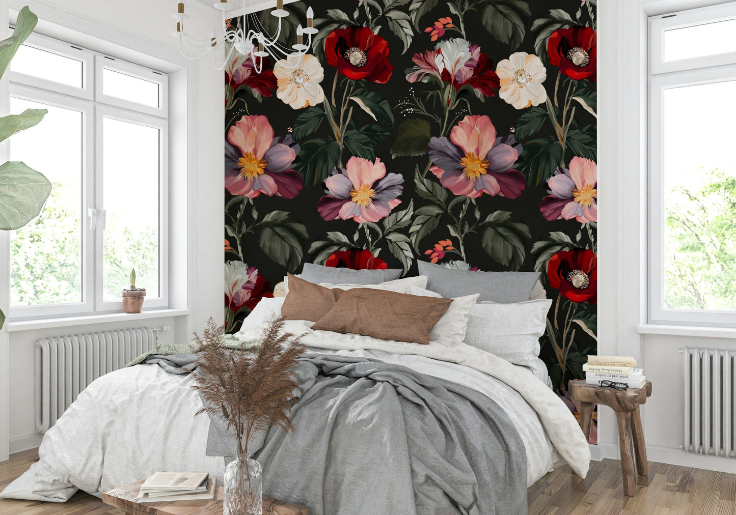 The wallpaper for walls being admired in a home.