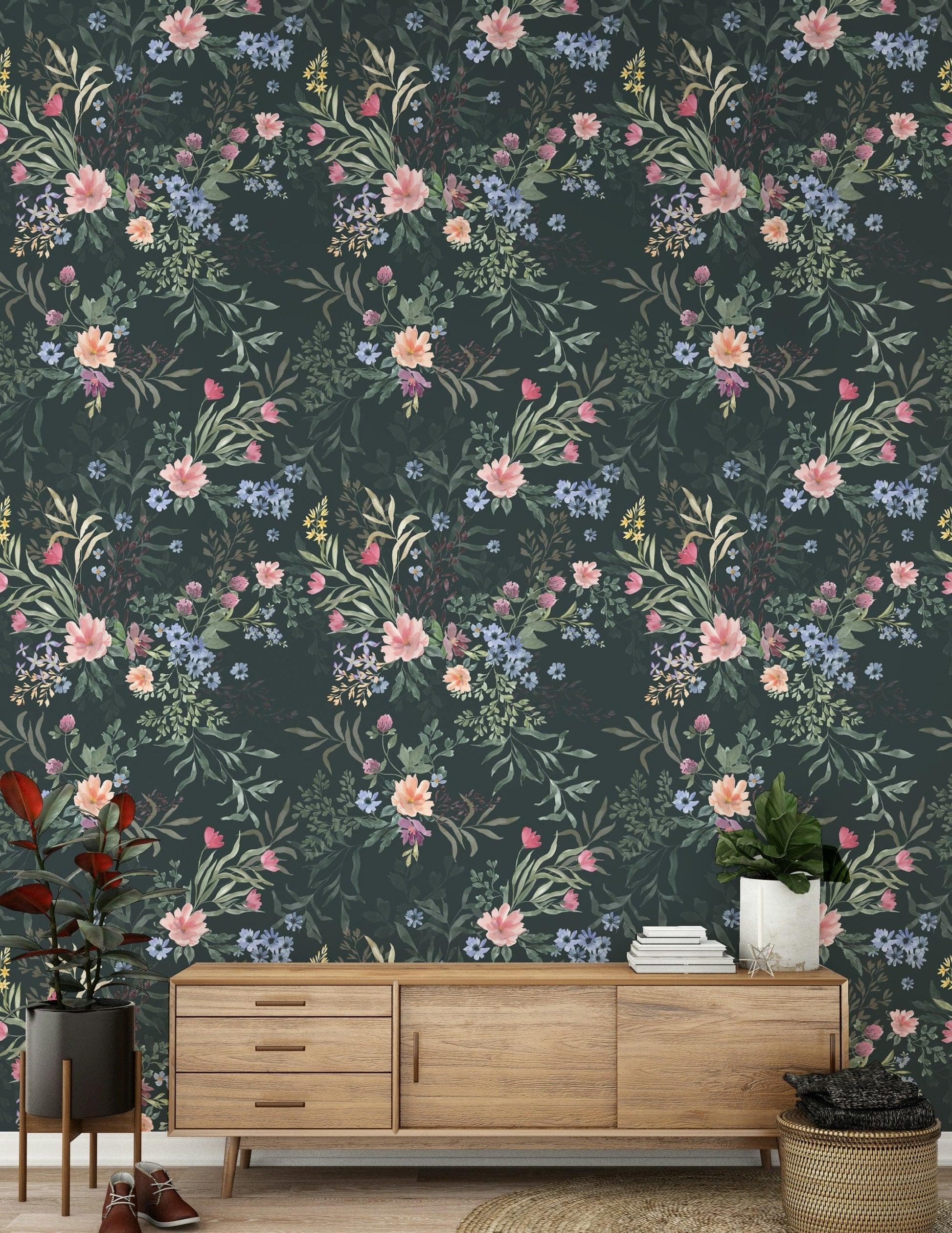 Dreamlike floral wallpaper with light, misty petal textures.