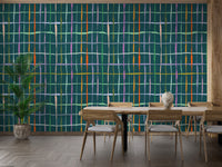 Handdrawn lines design in rich dark green tones
