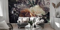 Exquisite dark floral wallpaper for living rooms
