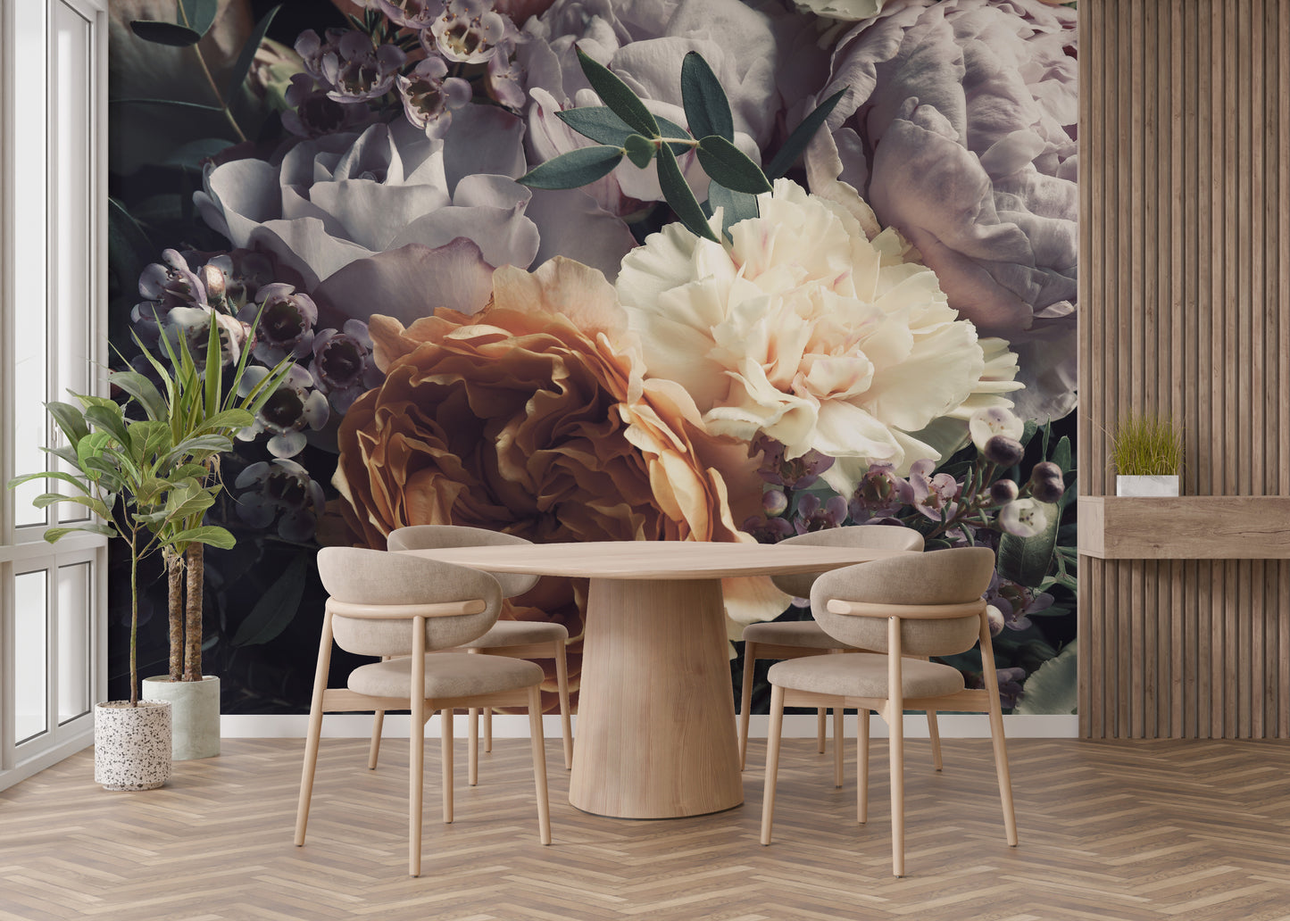 Bold floral wallpaper mural for dramatic interiors
