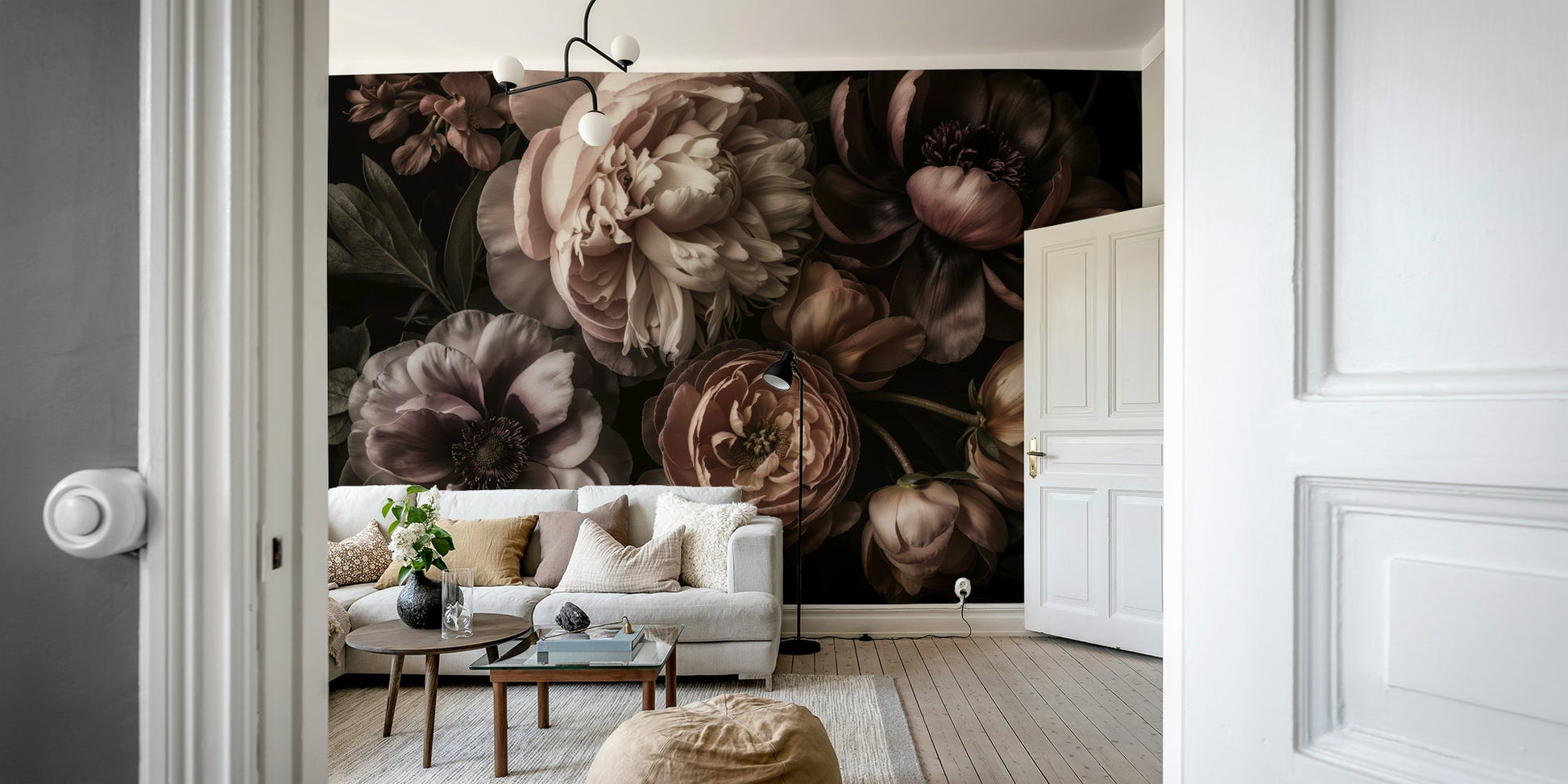 The colors are smoke pink and peach against a dark background.

