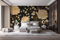 Dark Peony Flowers Wallpaper Murals - Giffywalls