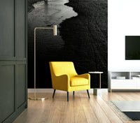 The peel and stick wallpaper on a smooth wall surface.

