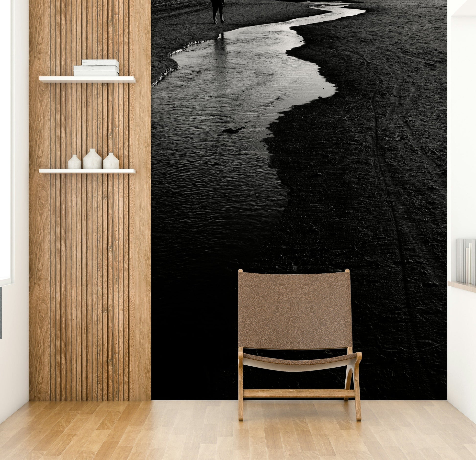 A close-up of the detailed texture in the water and rocks.

